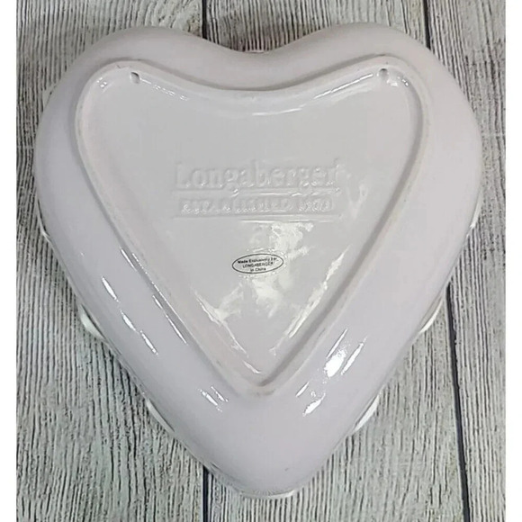 Longaberger Pottery Heart Shaped Ramekin Sweetheart Trinket Candy Dish Pink 8.5" - Picture 4 of 5